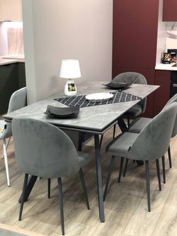 Стол "Рене", (Серый Мрамор/Черный)