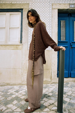 ZARA СВИТЕР-НАКИДКА, КОРИЧНЕВЫЙ