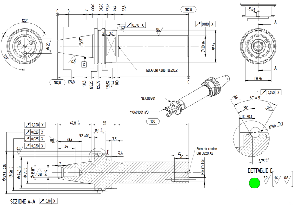 Оправка фрезерная с конусом ISO30 d.30 L.50