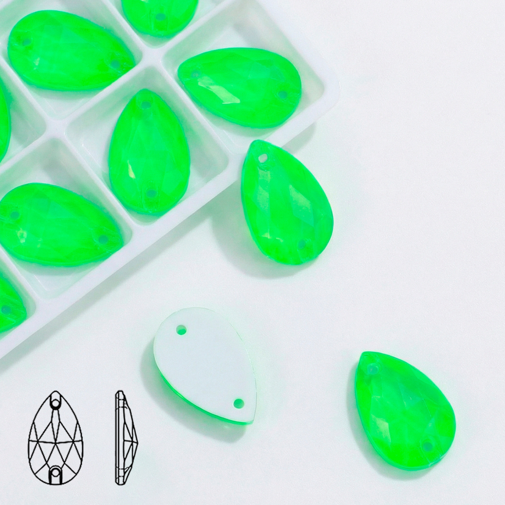 Пришивные стразы Neon Green (капля)