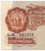 Банкнота Англия 10 шиллингов 1929 год L08 281252 (подпись B.G.Catterns). VF (Очень редкая)