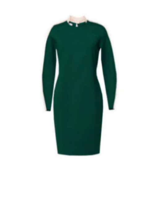 Платье с длинным рукавом и манжетом зелёное 05-02-19FW
