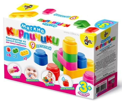 Конструктор из мягкого материала для самых маленьких «Мягкие кирпичики» 9 деталей