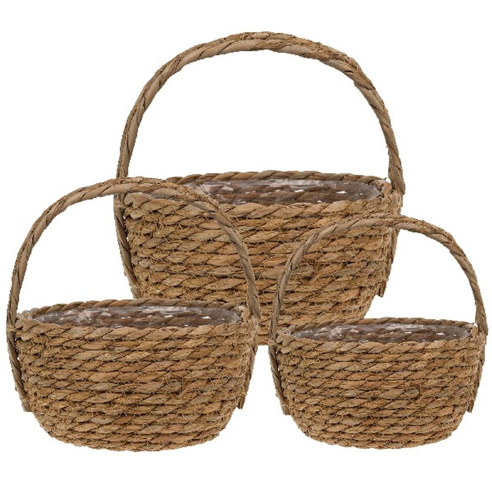 Корзина НАБОР/3шт (водоросли) 22x12xH18см-15x9xH12см (Натуральный)