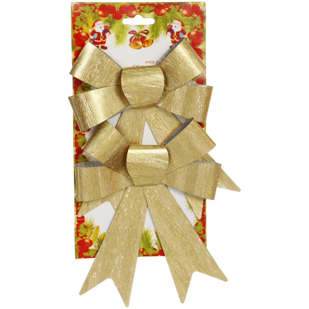 Бант на ёлку «Золотой блеск» 14 см (набор 2 шт)
