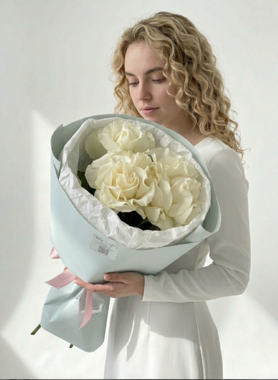 Белые французские розы (3шт)