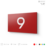 Табличка с номером 9 на дверь квартиры, для офиса, кабинета, аудитории, склада, красная 120х70 мм, Айдентика Технолоджи