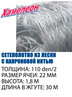 Сетеполотно Standart капрон 110d/2, яч. 22 мм, высота 1,8 м
