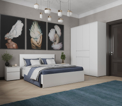 Кровать 140x200 с настилом из ДСП Плейона, белый