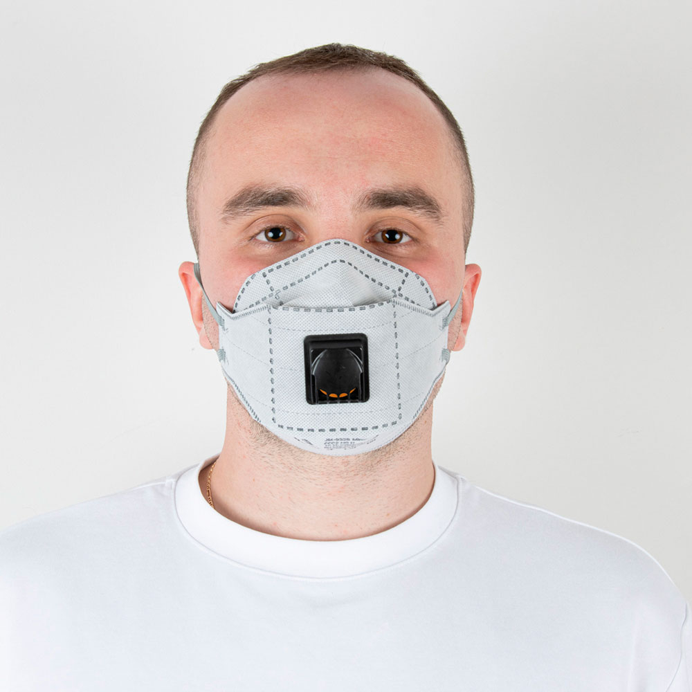 JETAPRO Полумаска Mircon Flex противоаэрозольная с клап., с уголь. слоем, трехпанель., FFP2