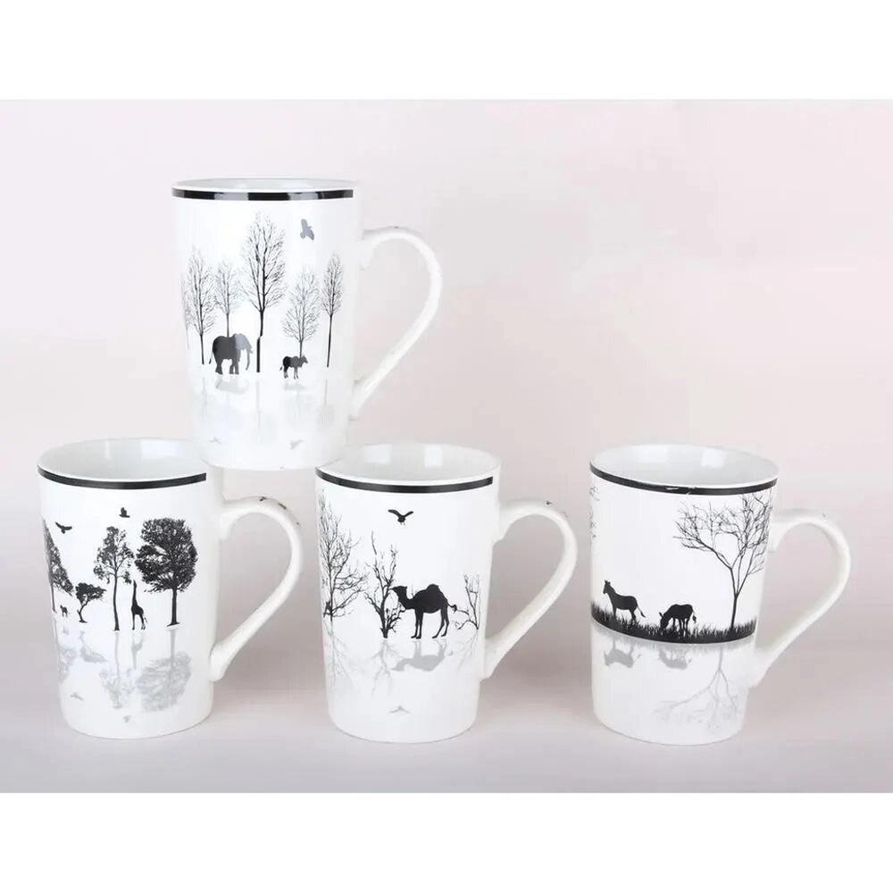 Кружка 420мл ЧБ микс животных 4 диз