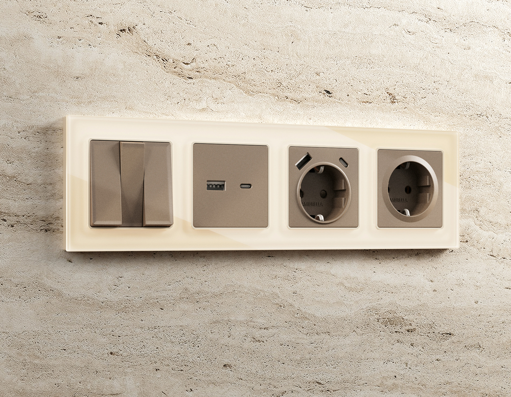 AF330304 Рамка ALFA Platos (Бежевый Стекло органическое) 4-ая