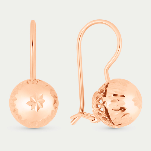 Серьги для женщин без вставки из розового золота 585 пробы (арт. 2612А)