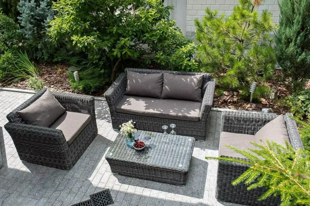 "Капучино Cингл" лаунж-зона из искусственного ротанга, цвет графит