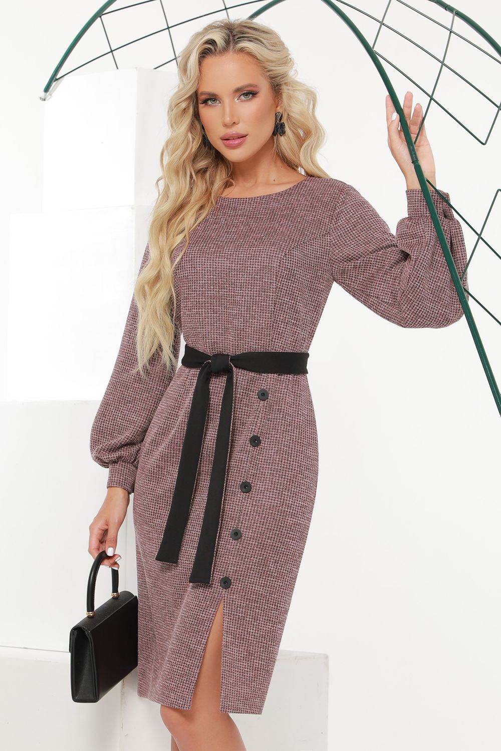 Платье розовое трикотажное теплое DStrend (Акция)