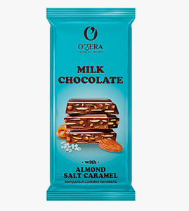 ШОКОЛАД OZERA МОЛОЧНЫЙ MILK & ALMOND WITH SALT CARAMEL 90ГР