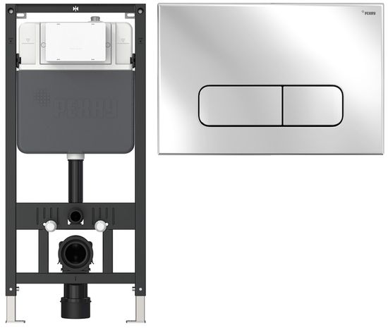 Комплект инсталляции Рехау NOVAFLOW с панелью смыва NOVA QUAD 001 прямоугольной, хром, глянцевый