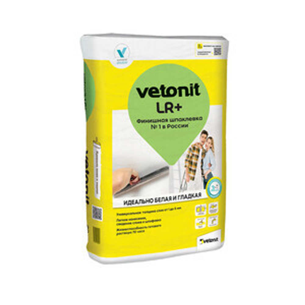 Шпаклевка полимерная Vetonit LR+ для сухих помещений белая 20 кг