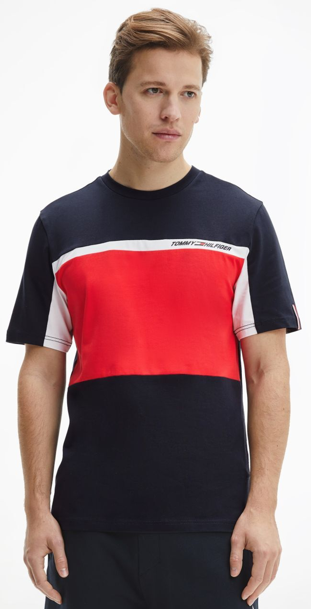 Мужская теннисная футболка Tommy Hilfiger Colorblocked SS Tee - desert sky
