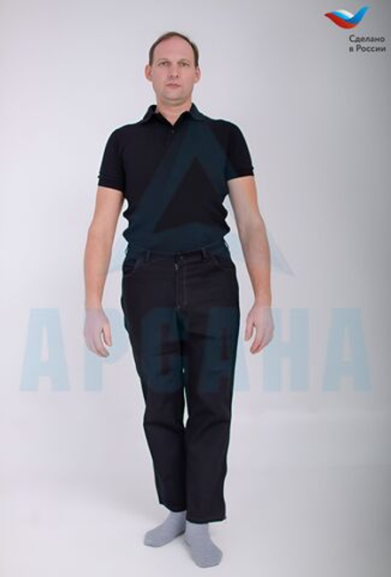 Брюки ортопедические с молниями по бокам. Ткань: Саржа. Цвет Черный. Размер 3XL (54-56)