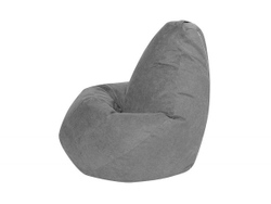 Кресло мешок груша L серый велюр