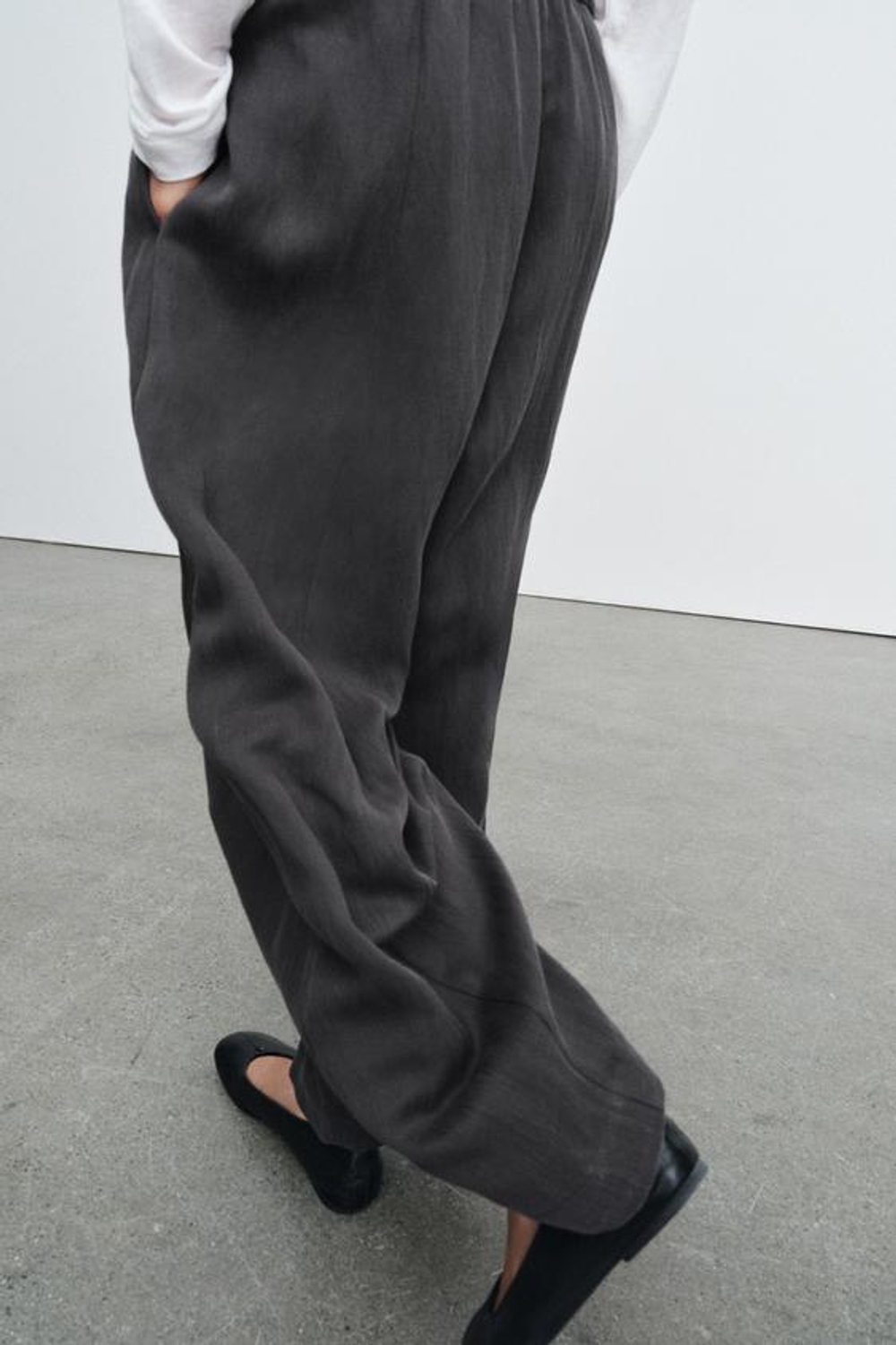 ZARA БРЮКИ BARREL — ZW COLLECTION, ТЕМНО-СЕРЫЙ