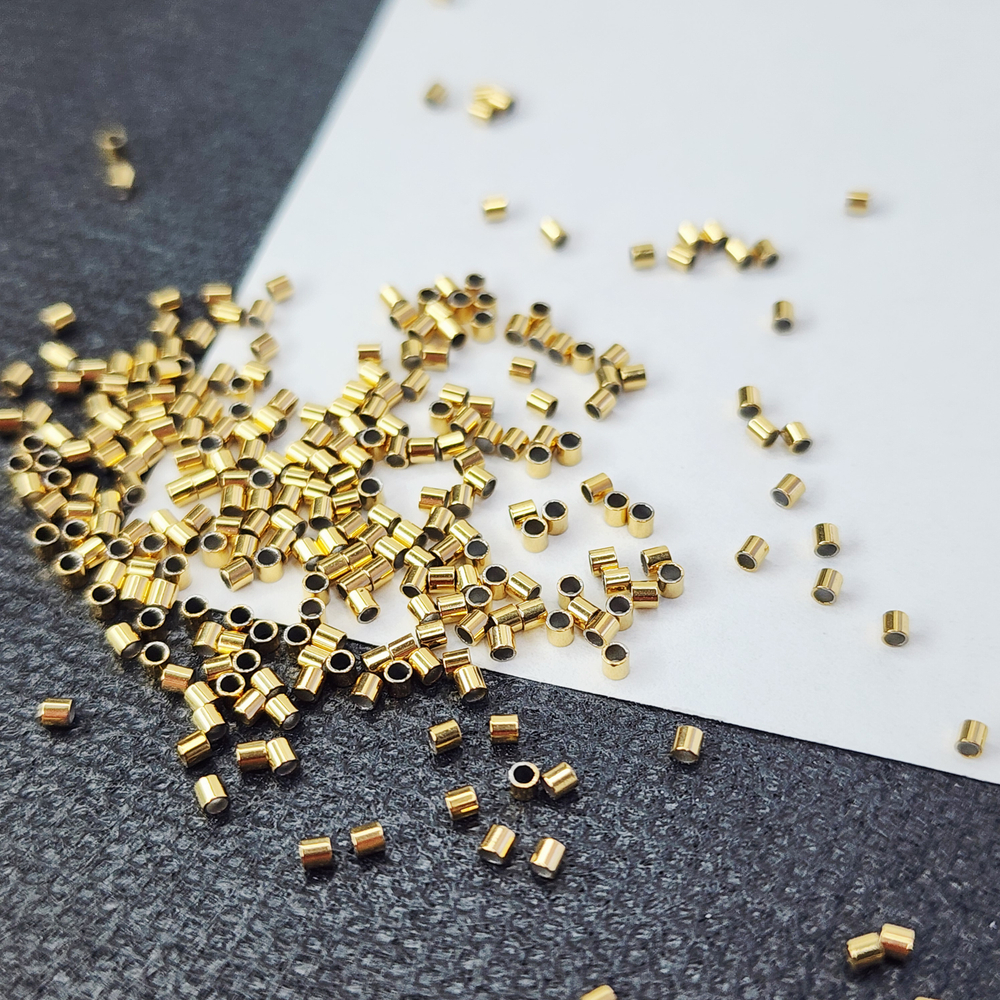 Кримп 1.5мм, сталь 2я позолота, крепко держит, зажимная бусина для троса