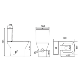 Унитаз напольный Azario Iris 600х380х77,5 безободковый с сиденьем микролифт (AZ 8353)