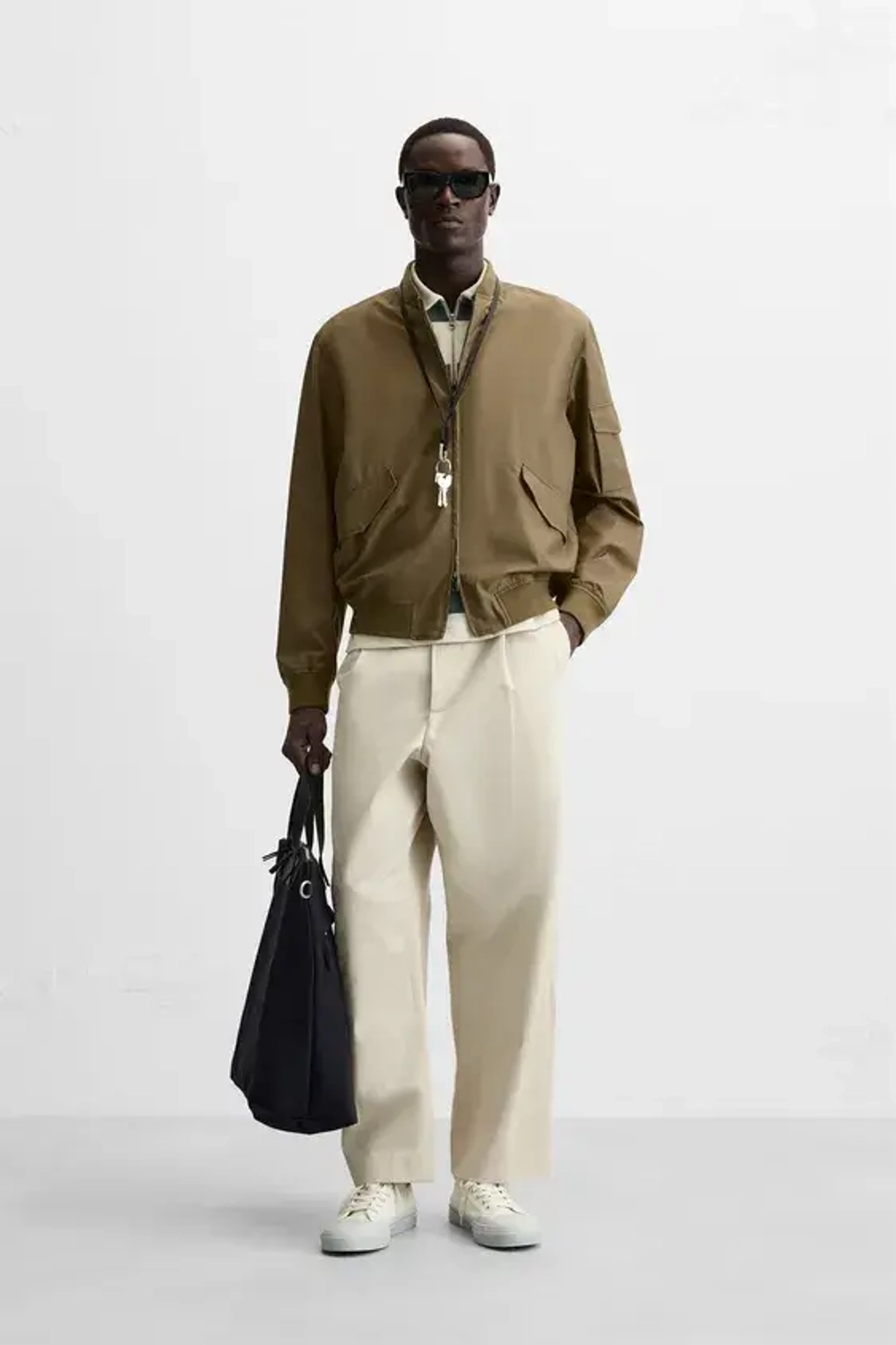 Zara khaki bomber top