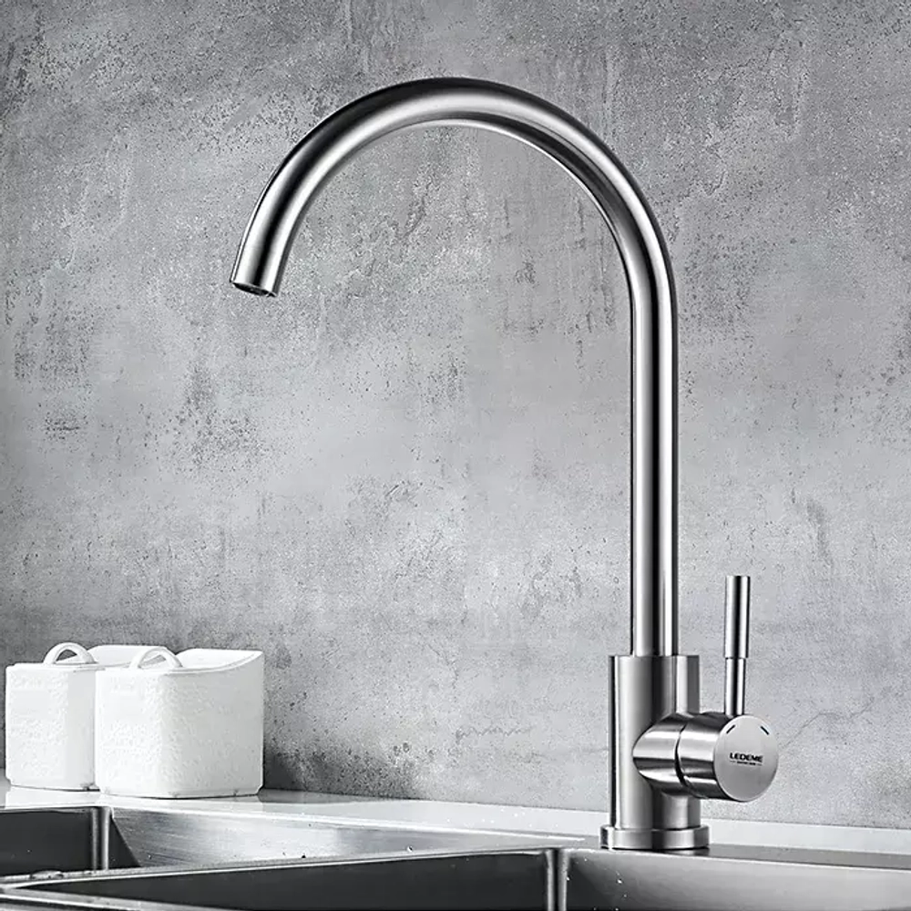 Смеситель для кухни Ledeme L4998-3 нержавеющая сталь