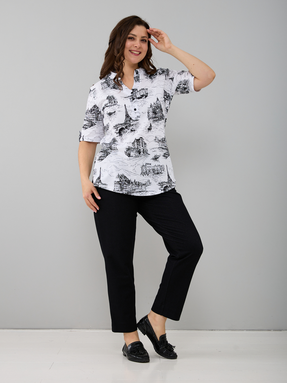 Блузка БЛ-122/белый-города