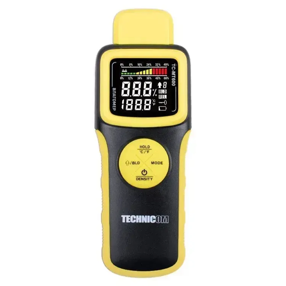 Измеритель влажности древесины бесконтактный TECHNICOM TC-MT600, 1х9В, влажность 0-60%, ЖК дисплей