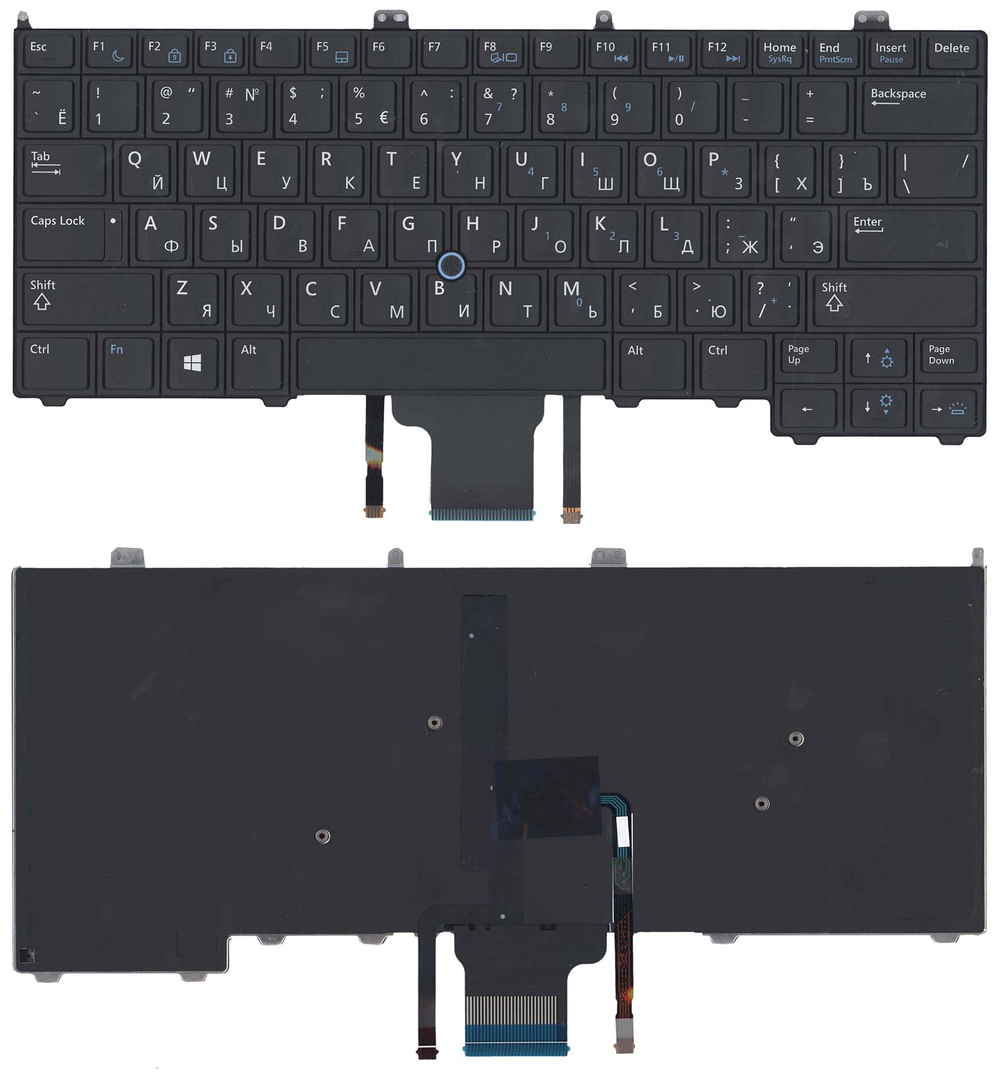 Клавиатура для ноутбука Dell Latitude E7440 E7420 черная с подсветкой и указателем