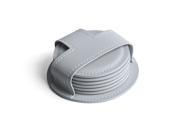 Набор костеров (6 шт) из кожи цвет СЕРЫЙ