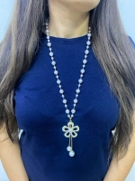 Длинное ожерелье с искусственным жемчугом бусы с подвеской