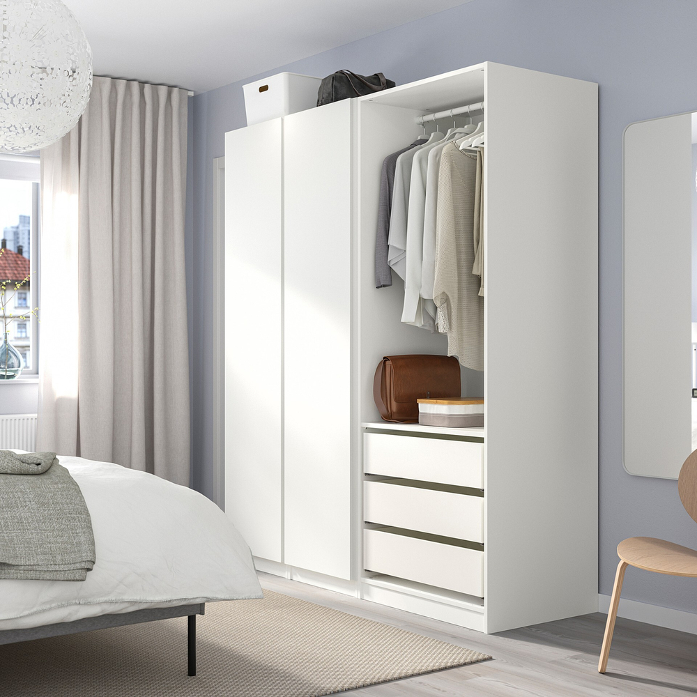 Гардероб PAX VIKANES с 2 распашными дверями и 3 ящиками (белый)  170*50*260