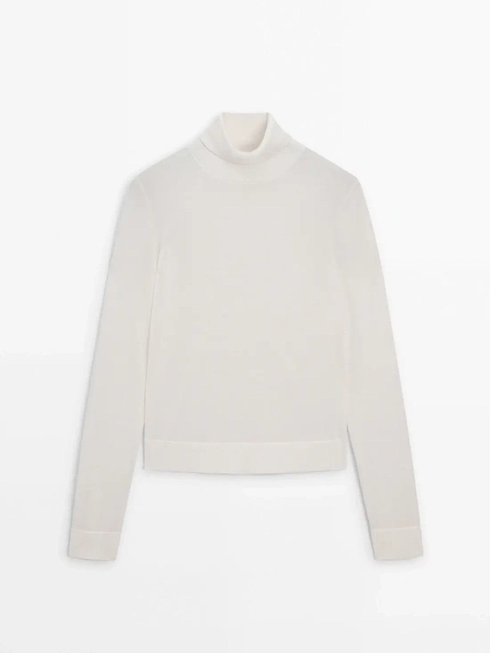 Massimo Dutti Свитер с высоким воротником, натуральный, кремовый