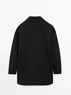 Massimo Dutti Тренч из непромокаемой ткани, темно-синий