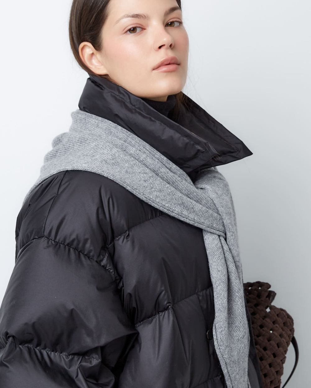 Косынка из смесового кашемира светло серый