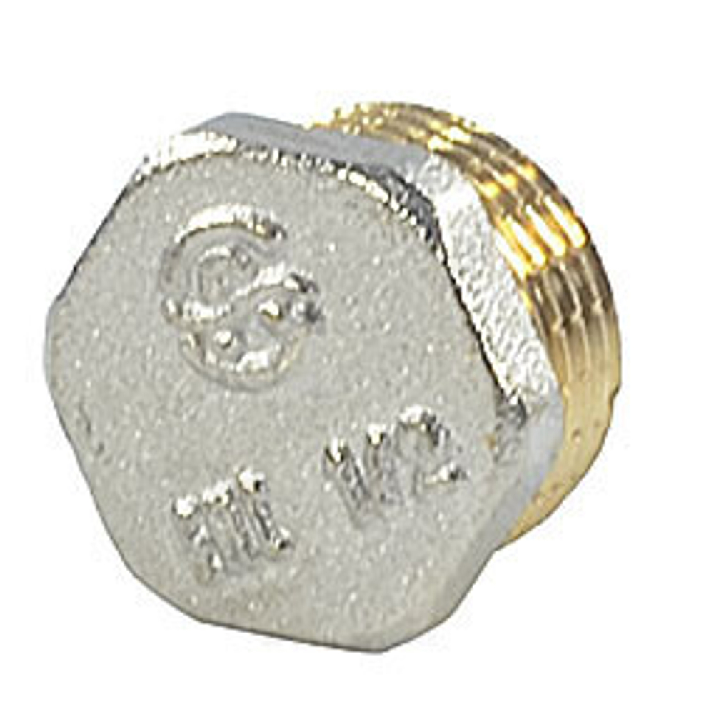 Заглушка латунь никель Ду 20 (3/4") НР 9017 ГОСТ 32585-2013 Aquasfera 9017-02