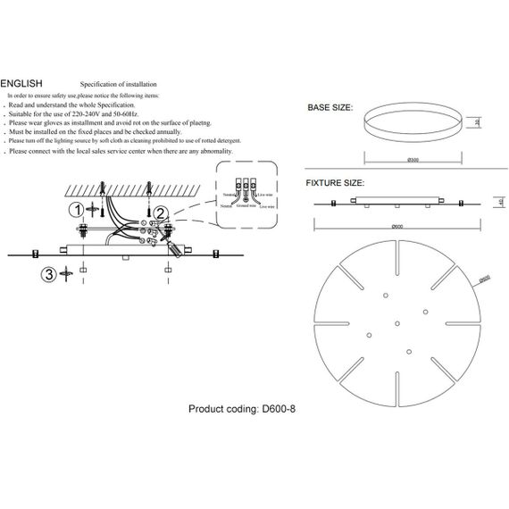 Основа для люстры Crystal Lux D600-8 Gold