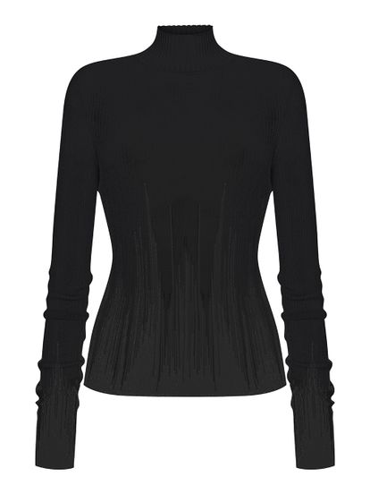 Женский свитер черного цвета из шелка и вискозы - фото 1