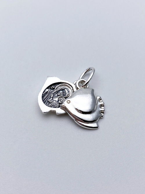 Образок из серебра/Чернение/С подвижным ухом/Казанская БМ