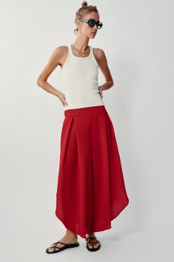 ZARA ЛЕГКИЕ БРЮКИ С РАЗРЕЗАМИ, ВИШНЕВЫЙ