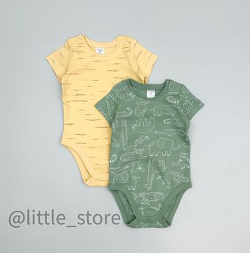 Комплект боди с коротким рукавом, Зоопарк/эффект меланжа