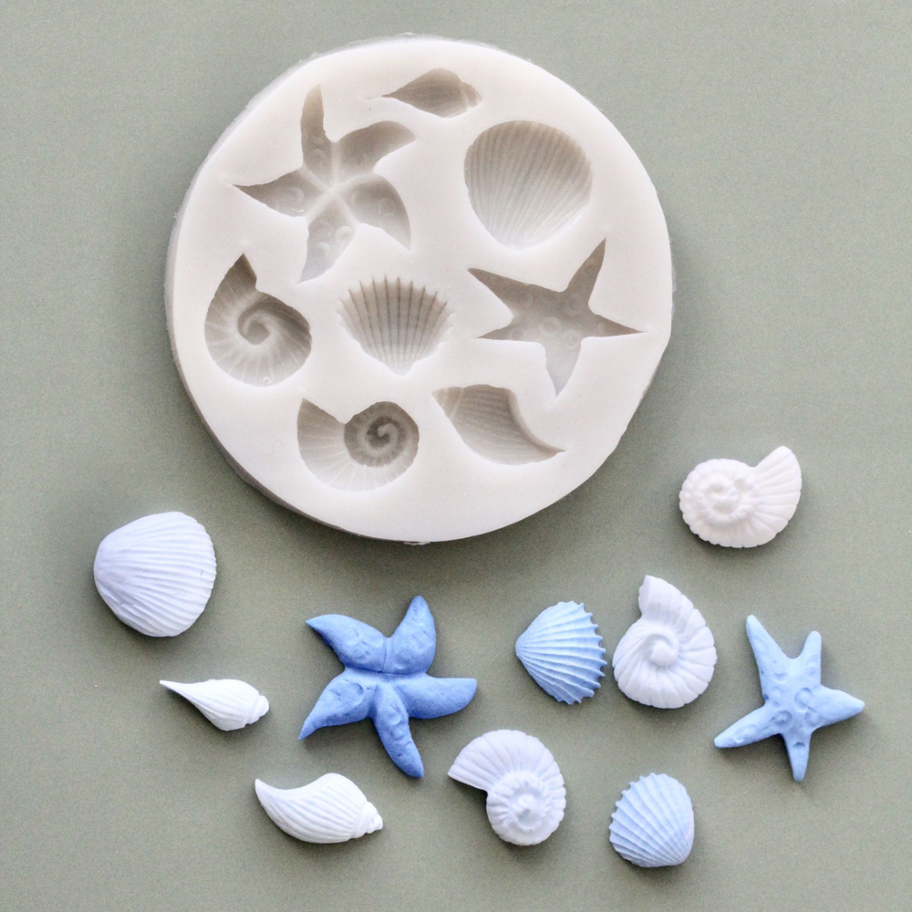 Молд силиконовый для творчества "Морские звезды" 8 см / форма для лепки из полимерной глины