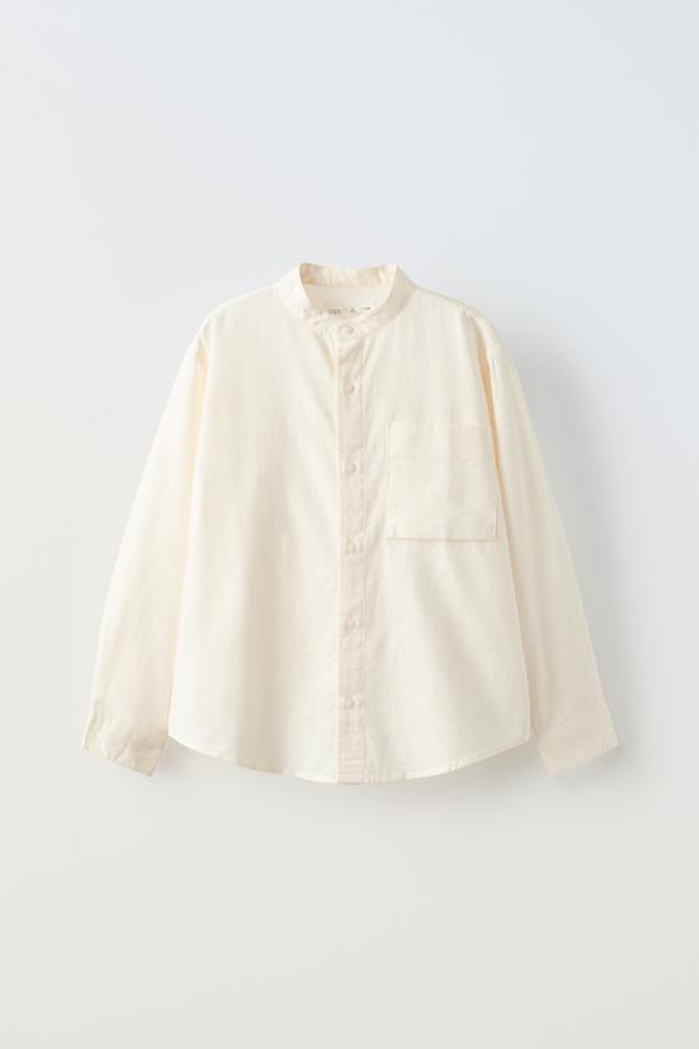 ZARA РУБАШКА ИЗ ТВИЛА С КАРМАНОМ, ЭКРЮ