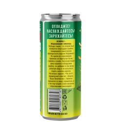 28SEEDS Real APPLE SCHORLE (Яблочный шорле) 330 мл — задняя сторона банки с описанием напитка и маркировкой