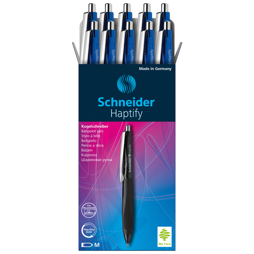 Ручка шариковая автоматическая Schneider "Haptify" синяя, 1,0мм, грип
