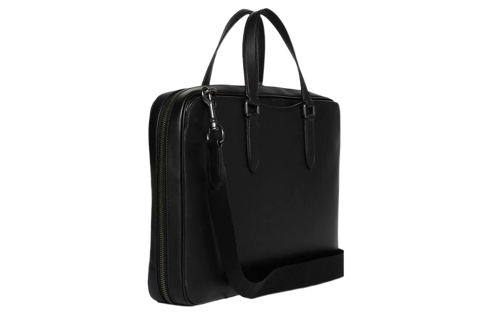 COACH Graham Cow Leather Laptop Bag, Crossbody Bag, Briefcase Large Men"s Black